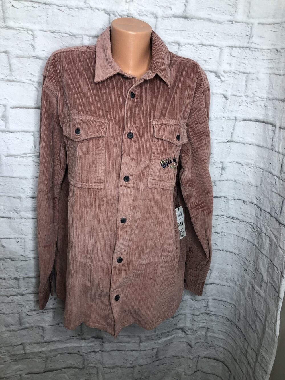 Billabong Bong Days LS Corduroy Shirt Jacket Shacket Men's Large Pink NWT